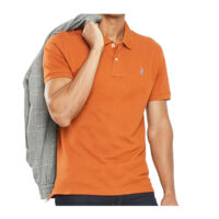 Polo Plain Pique Short Sleeve Golfer Mens - Orange