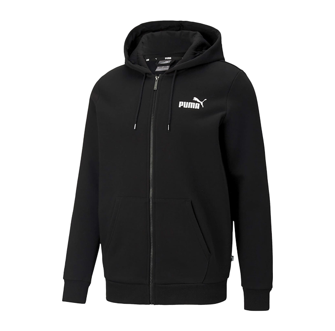 Puma Essentials Full Zip Up Logo Mens Hoodie - Black - Brandz